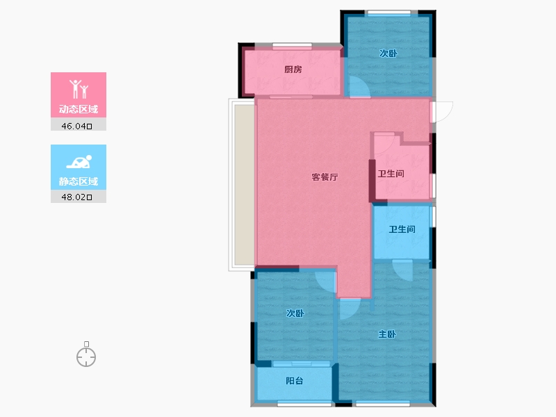 浙江省-杭州市-华景川云萃天和城-84.81-户型库-动静分区