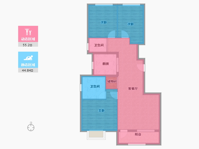 北京-北京市-中海学府里-90.00-户型库-动静分区