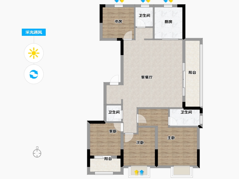 浙江省-杭州市-伟星咏滨名邸-111.41-户型库-采光通风