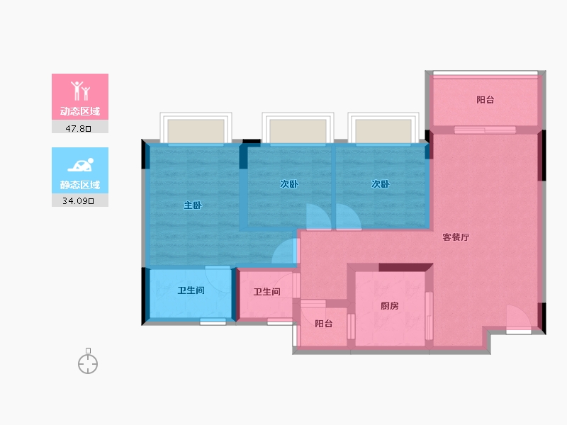 重庆-重庆市-中国铁建山语桃源-71.94-户型库-动静分区