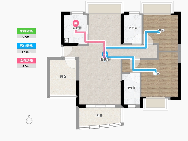 广东省-佛山市-新明珠江畔明珠-64.88-户型库-动静线