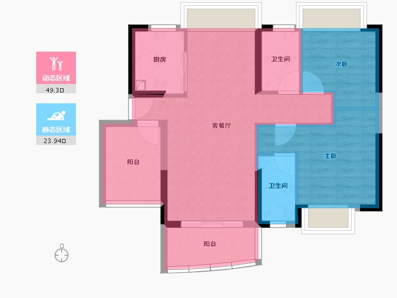 广东省-佛山市-新明珠江畔明珠-64.88-户型库-动静分区