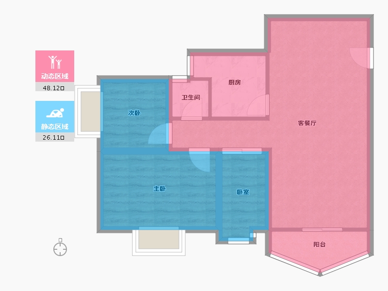 广东省-深圳市-宝湖名园-66.14-户型库-动静分区