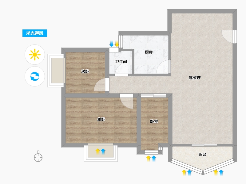 广东省-深圳市-宝湖名园-66.14-户型库-采光通风