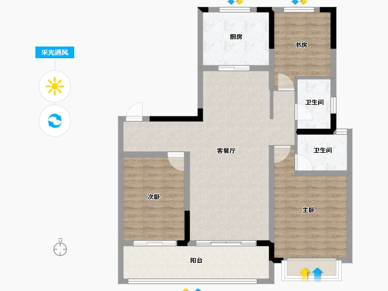 甘肃省-庆阳市-正德铭苑-100.24-户型库-采光通风