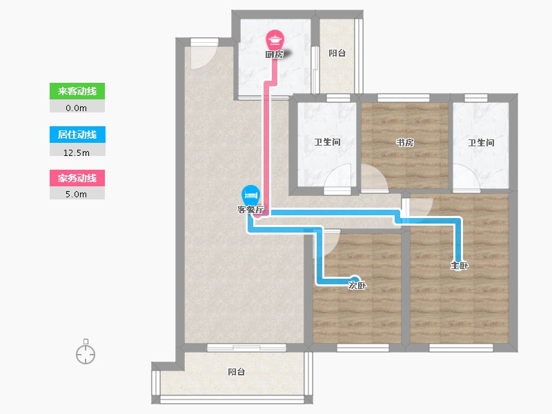 陕西省-西安市-滨江翡翠城-76.78-户型库-动静线