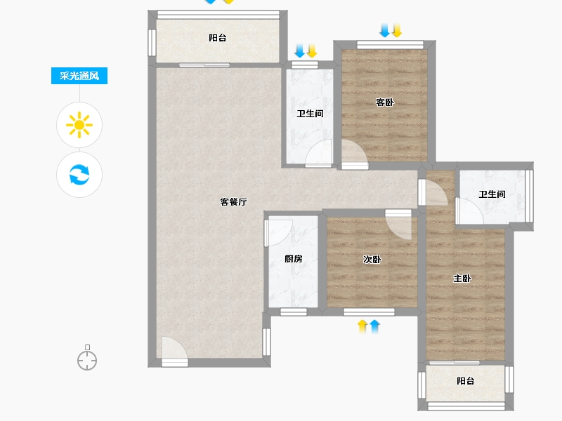 广东省-深圳市-东港印象-81.75-户型库-采光通风