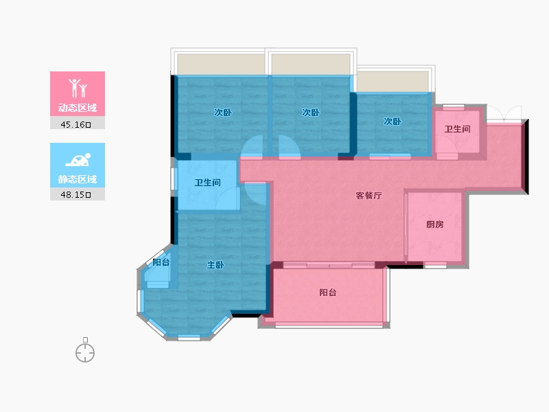 四川省-眉山市-九号公馆-90.90-户型库-动静分区