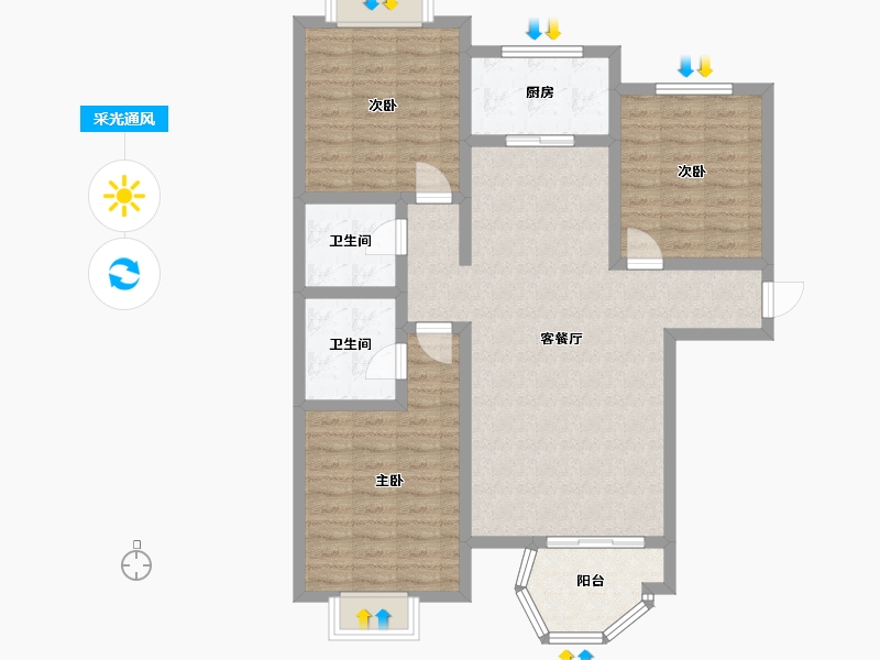 河北省-石家庄市-欧景园-102.40-户型库-采光通风