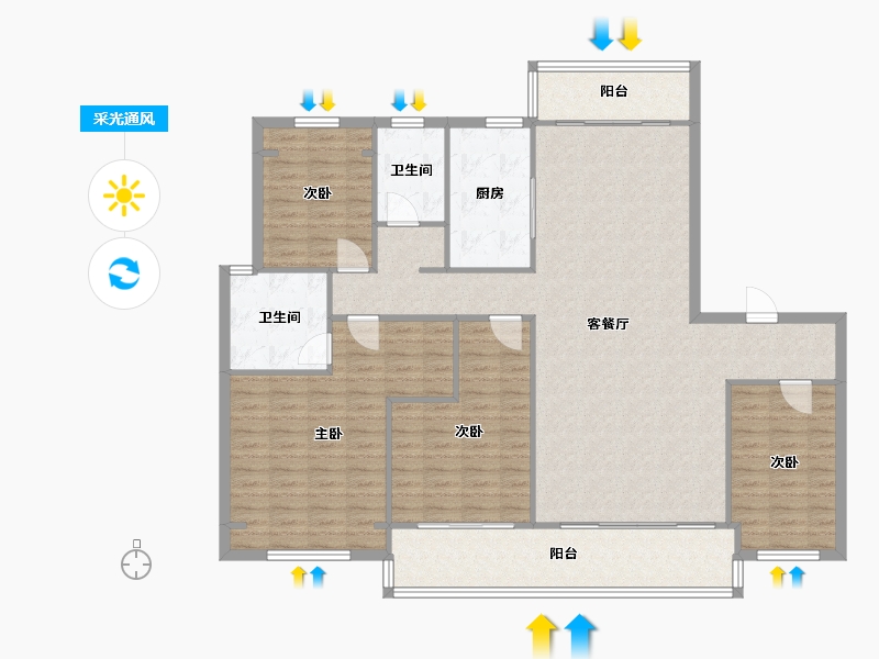 江苏省-镇江市-碧桂园翡翠华府二期-142.40-户型库-采光通风