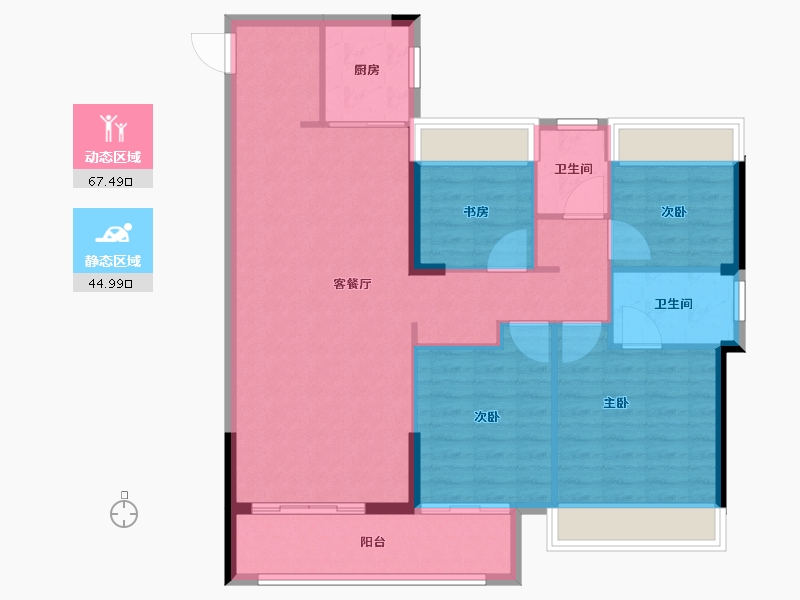 浙江省-杭州市-博雅家园-102.40-户型库-动静分区