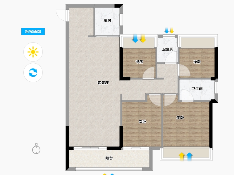 浙江省-杭州市-博雅家园-102.40-户型库-采光通风