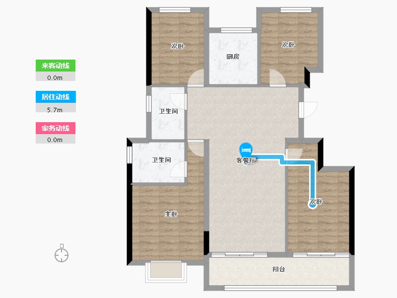 浙江省-杭州市-伟星咏滨名邸-105.27-户型库-动静线