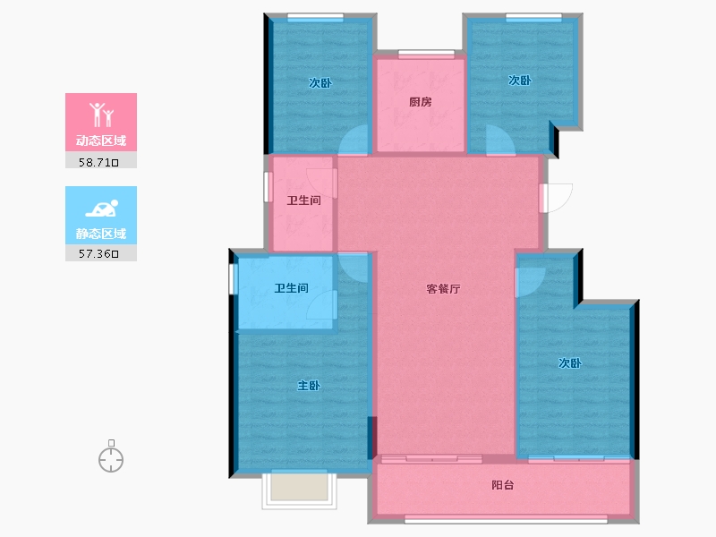 浙江省-杭州市-伟星咏滨名邸-105.27-户型库-动静分区