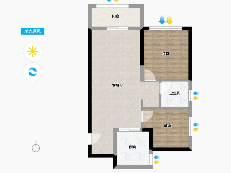 河南省-郑州市-美盛·中环壹号-61.19-户型库-采光通风