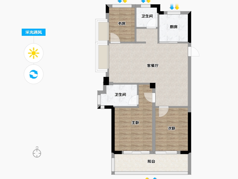 浙江省-宁波市-绿城·燕语春风-78.43-户型库-采光通风