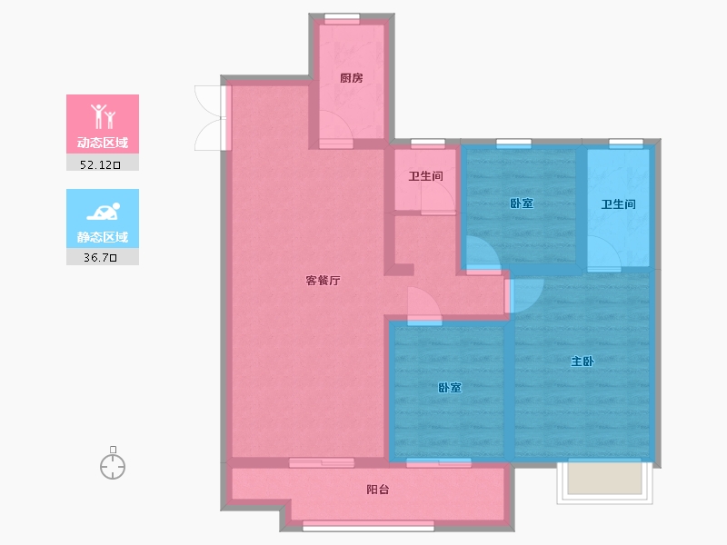 陕西省-宝鸡市-紫汀佳苑-78.03-户型库-动静分区