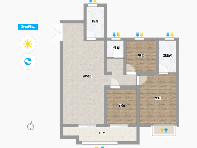 陕西省-宝鸡市-紫汀佳苑-78.03-户型库-采光通风