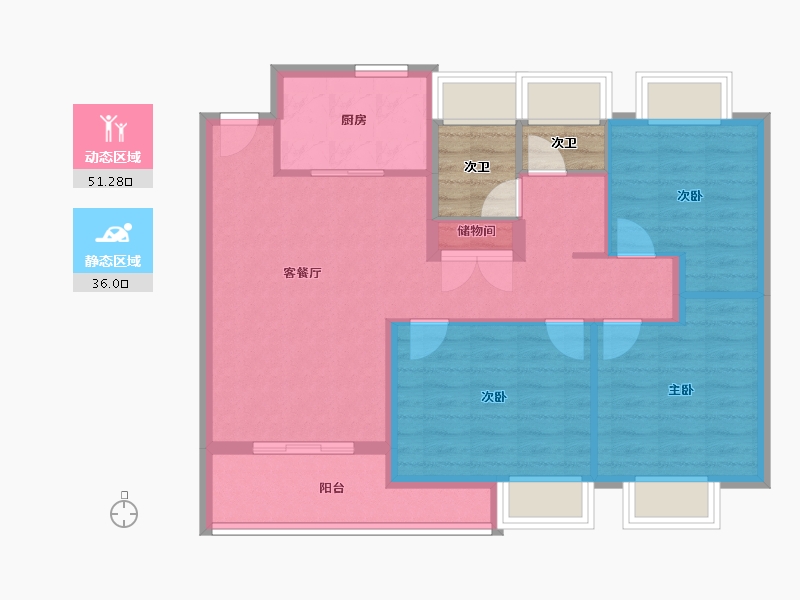 江苏省-苏州市-澄阳四季云庭-83.21-户型库-动静分区