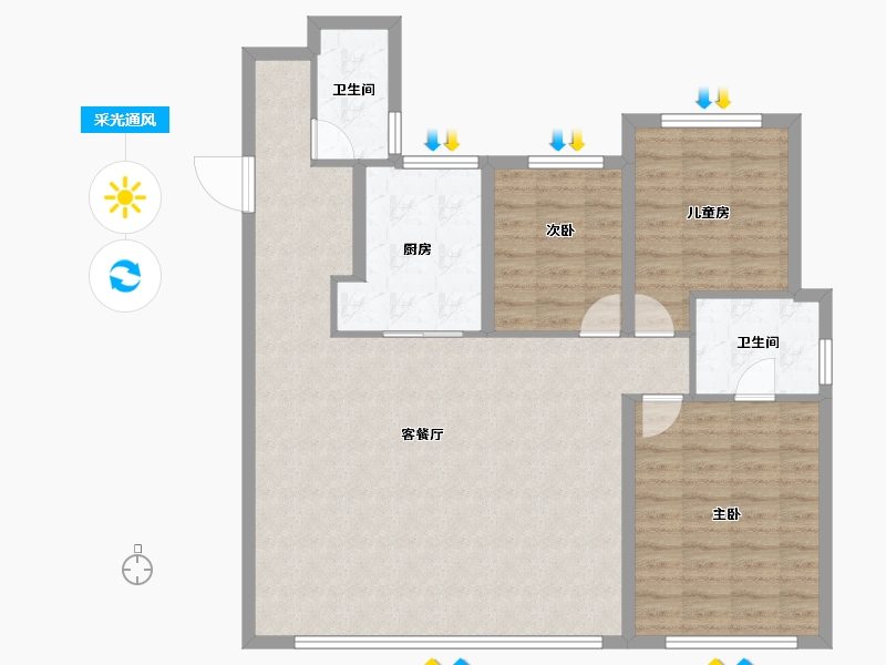 陕西省-榆林市-臻悦府-104.48-户型库-采光通风