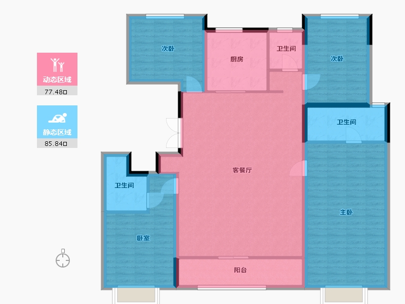 浙江省-杭州市-德信小河云庄-148.81-户型库-动静分区