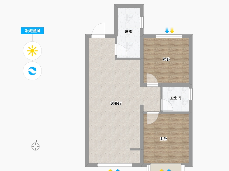 河北省-秦皇岛市-渤越天筑-61.35-户型库-采光通风