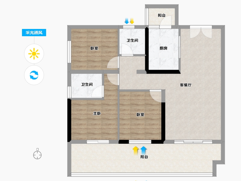 四川省-宜宾市-远达·时代公园城-93.34-户型库-采光通风