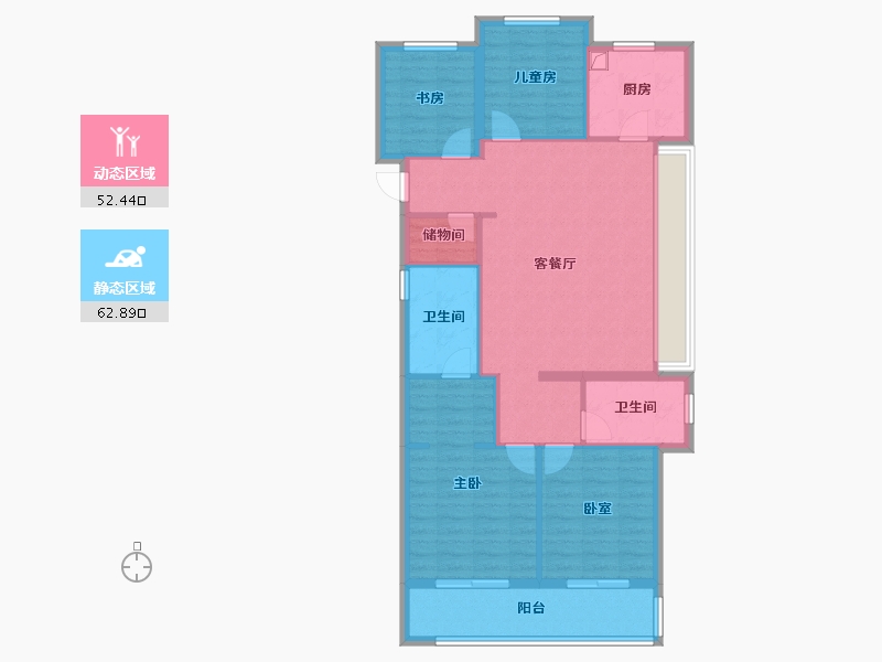 浙江省-金华市-滨江万家星悦-104.00-户型库-动静分区