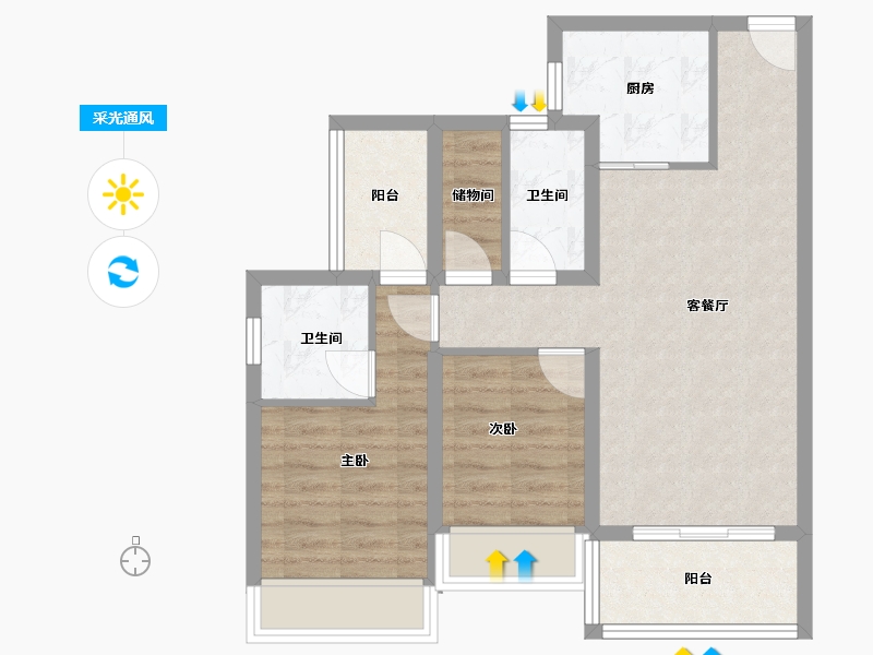 广东省-深圳市-一期御景佳园-67.54-户型库-采光通风