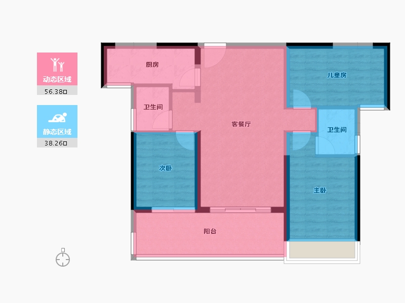 海南省-海口市-恒福佳庭-85.05-户型库-动静分区