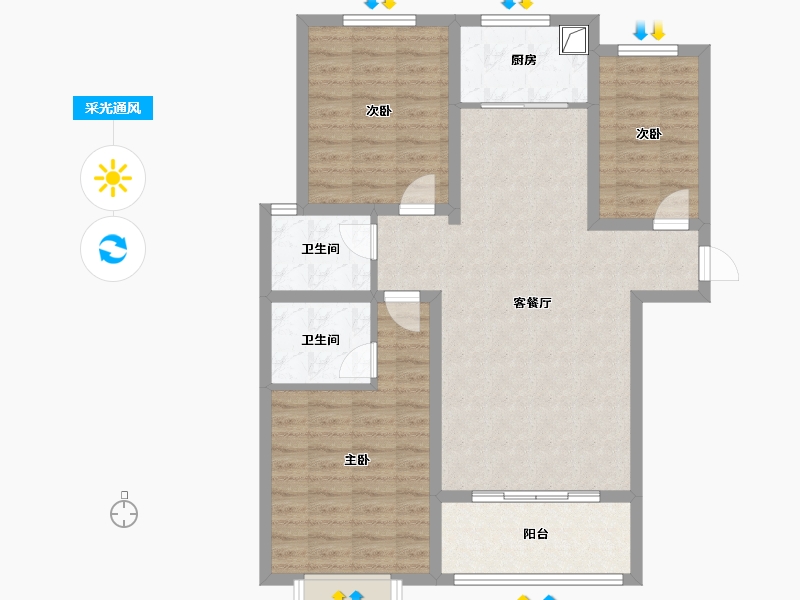 山西省-运城市-惠民嘉园-94.38-户型库-采光通风