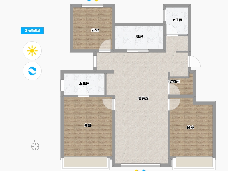 河北省-石家庄市-保利天珺-108.00-户型库-采光通风