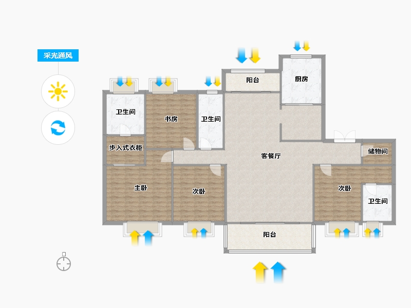 江苏省-无锡市-碧桂园暨阳府-180.00-户型库-采光通风