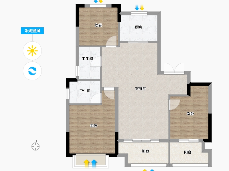 浙江省-杭州市-佳源优优锦城-92.00-户型库-采光通风