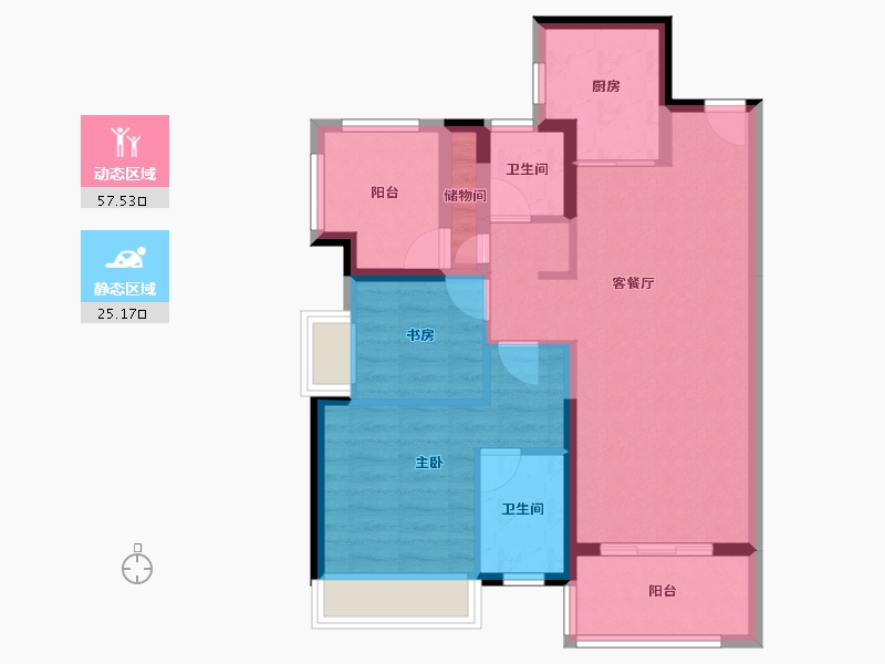 广东省-惠州市-新城香悦澜山-72.92-户型库-动静分区