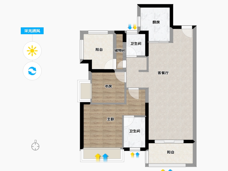 广东省-惠州市-新城香悦澜山-72.92-户型库-采光通风