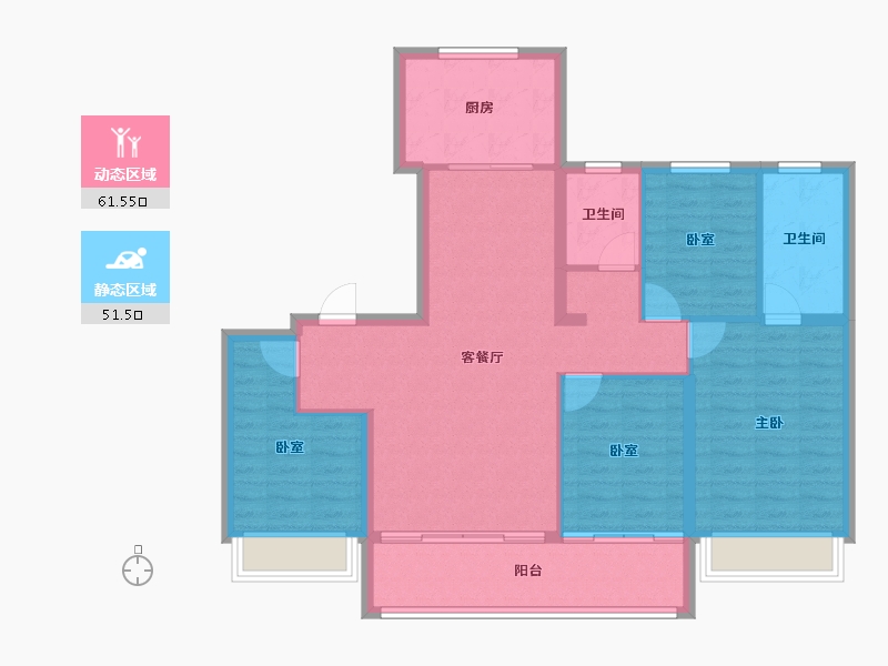 浙江省-宁波市-悦东上境府-102.26-户型库-动静分区