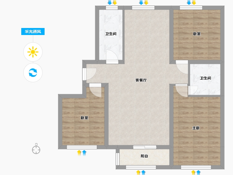 河北省-唐山市-北河7号-91.07-户型库-采光通风