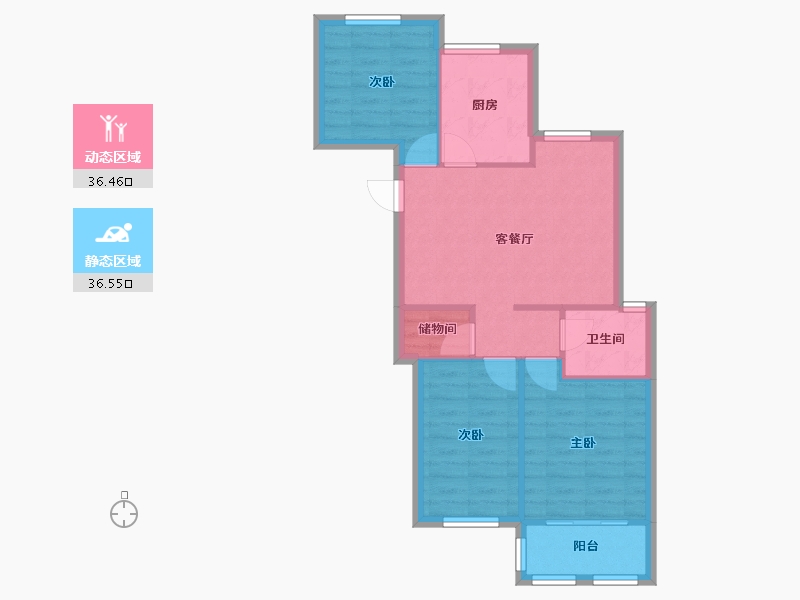 河南省-郑州市-建业壹号城邦-64.00-户型库-动静分区