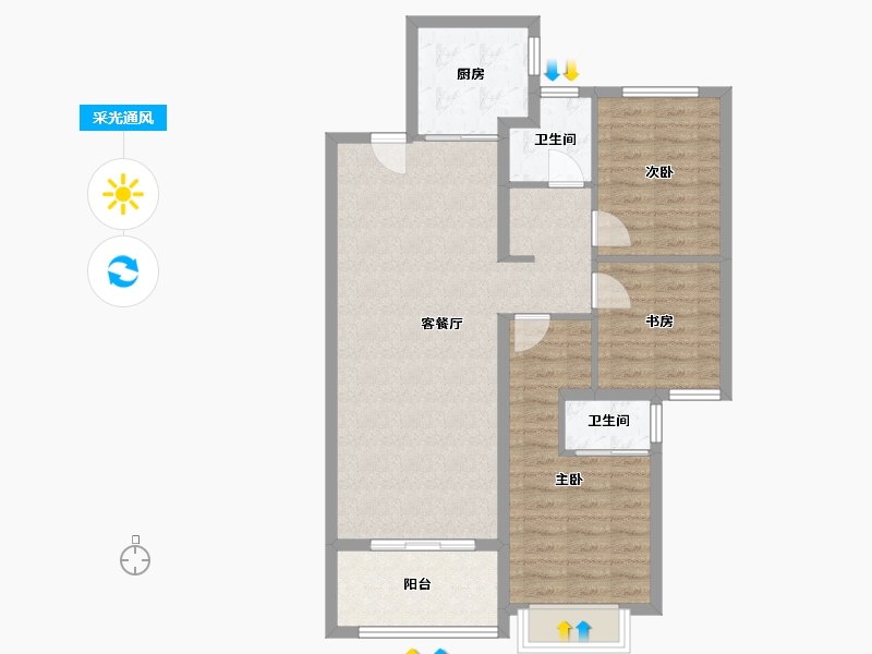 陕西省-西安市-领航悦峯-87.58-户型库-采光通风