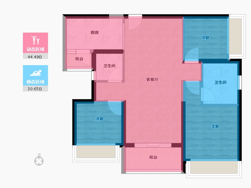 广东省-深圳市-宏发悦见公园里-66.41-户型库-动静分区