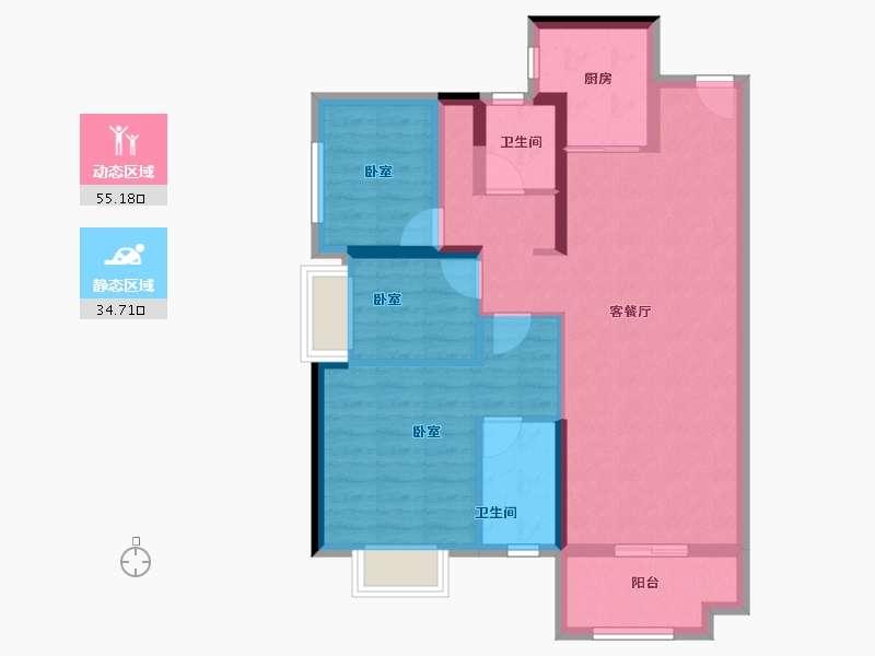 广东省-惠州市-新城香悦澜山-79.67-户型库-动静分区