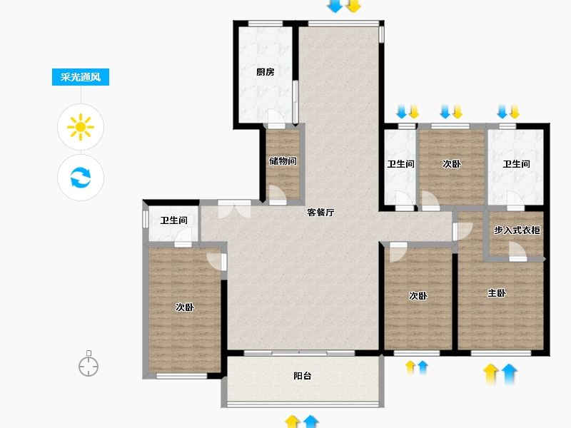 河北省-石家庄市-科为·揽月臺-190.08-户型库-采光通风