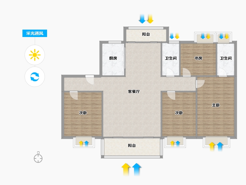 江苏省-无锡市-碧桂园暨阳府-140.00-户型库-采光通风