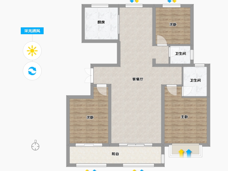 山东省-济宁市-金都御景园-111.20-户型库-采光通风