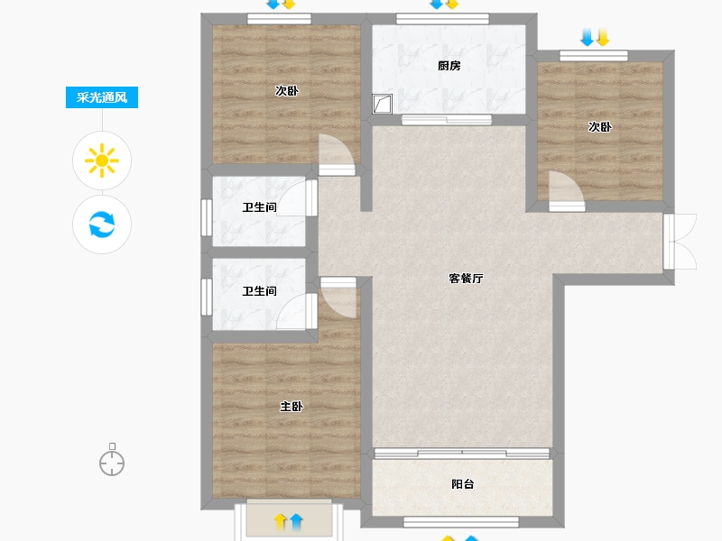 青海省-西宁市-益景佳苑-102.42-户型库-采光通风