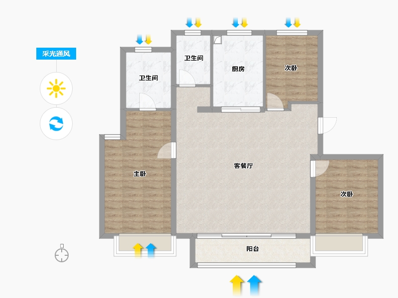 山西省-晋中市-龙湖天境-120.00-户型库-采光通风