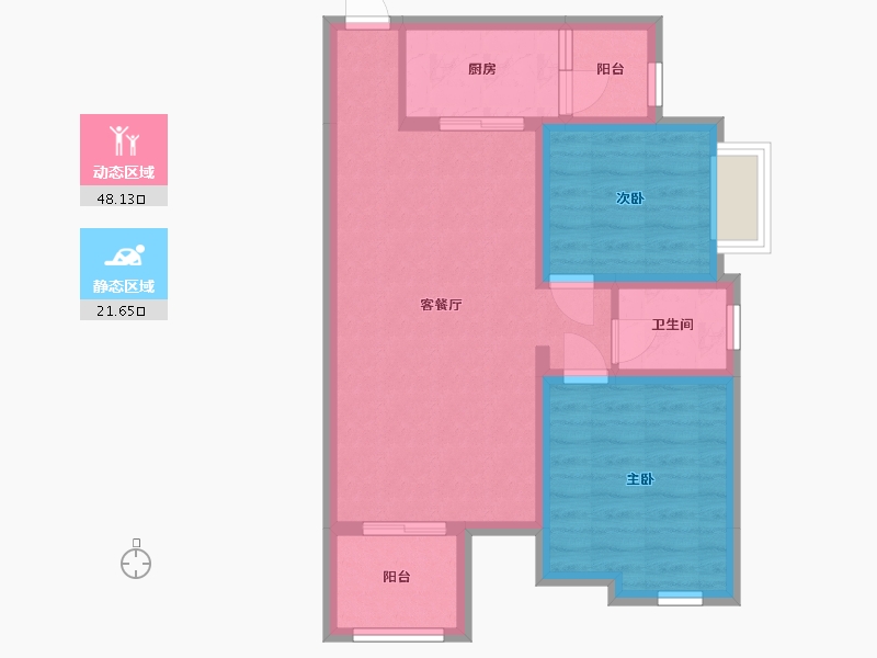 四川省-泸州市-繁华里-64.34-户型库-动静分区