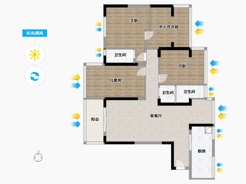 湖北省-十堰市-香山苑小区-135.00-户型库-采光通风