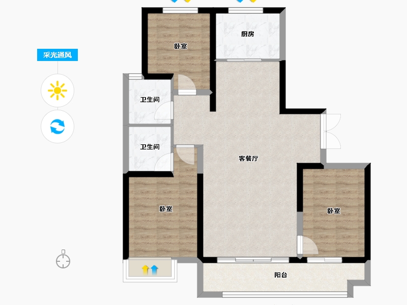 河北省-石家庄市-城发投·云歌朗樾-89.28-户型库-采光通风